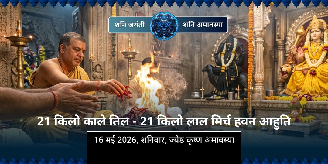 शनि जयंती-अमावस्या 21kg काले तिल कुंडली दोष हवन-21kg लाल मिर्च नजर दोष हवन