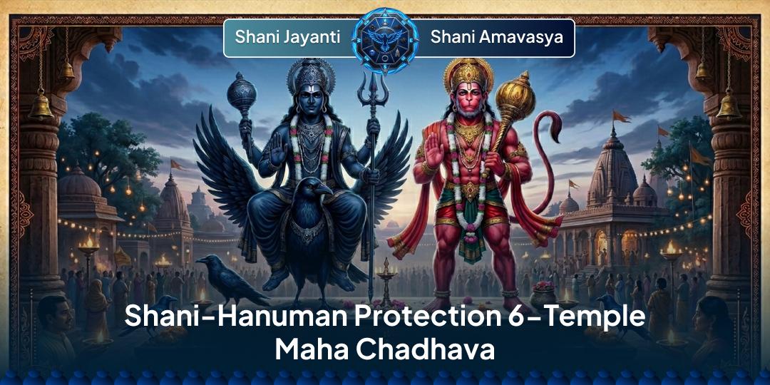 On Shani Jayanti, make a Mega Offering at 3 Shani & 3 Hanuman temples to build your 'Shani-Hanuman Protection Circle'!