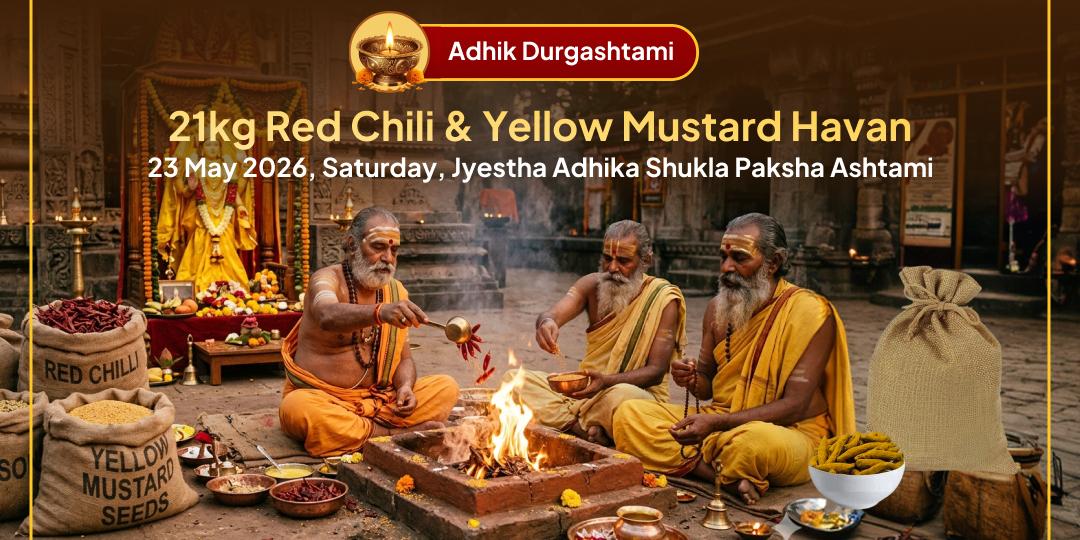Adhik Durgashtami 21kg Lal Mirchi-21 kg Yellow Mustard Havan Ahuti For Evil Eye & Enemy Victory